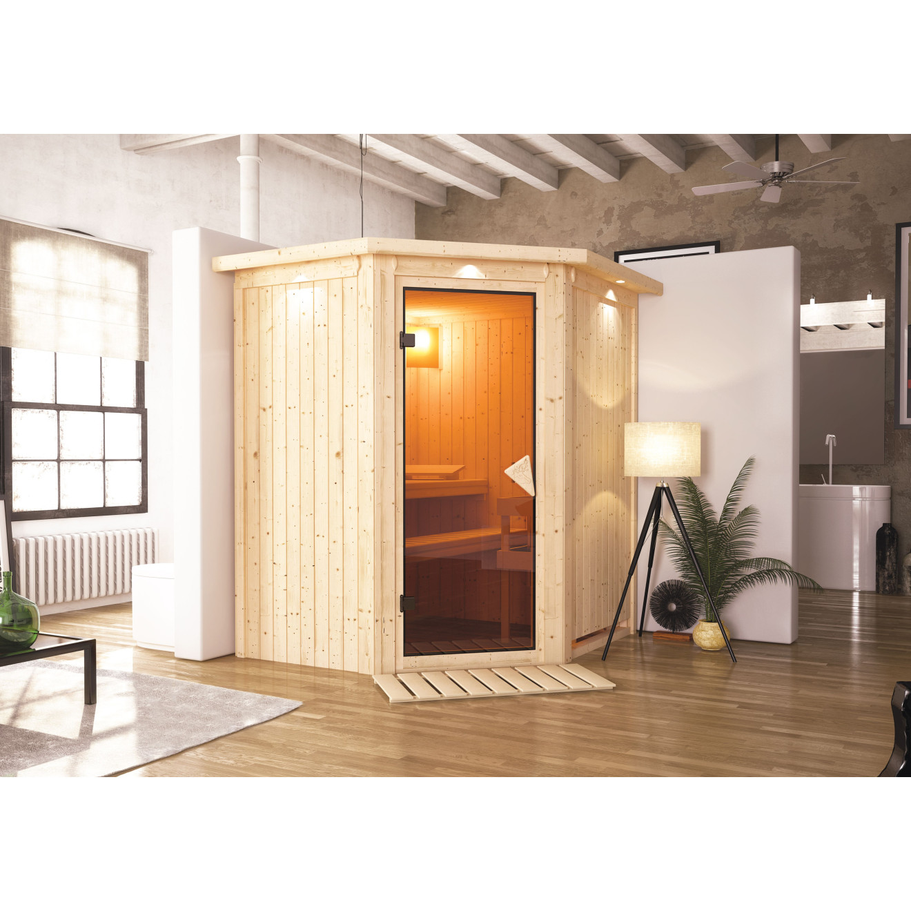 Elementsauna Tonja mit Dachkranz