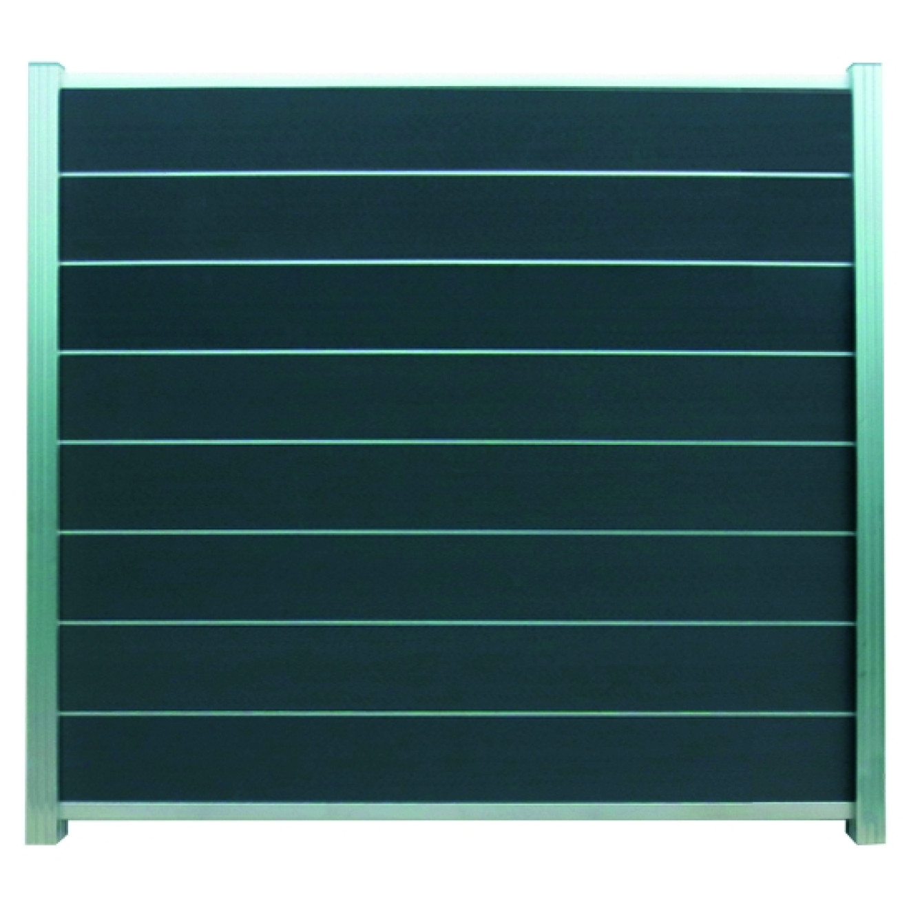 GOTLAND-Serie WPC-Steckzaunsystem Zaunset für ein Zaunfeld 180 x 175 cm Schiefergrau / SILBER, kartonverpackt
