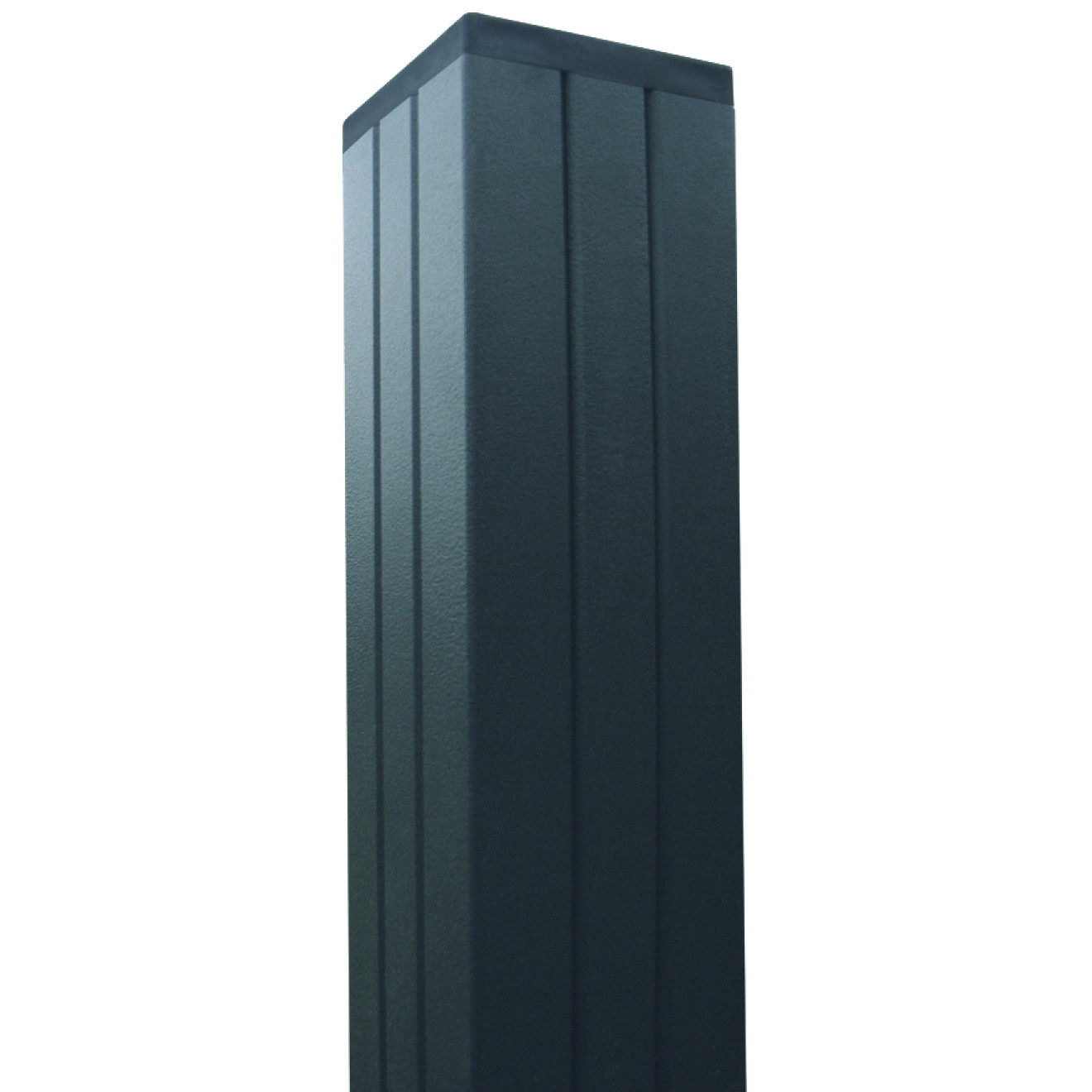 Aluminium-Pfosten für Steckzaunserien ANTHRAZIT, 68 x 68 x 1800 mm, inkl. Schienen, Kappe und Abstandhalter GOTLAND/TJÖRN/SKÄR/ÖLAND/TAIGA/HANÖ/FARÖ