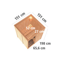Sauna Norin - Maße ohne Dachkranz