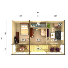 Ferienhaus Sandra 25.6 + 11.1m² Grundriss