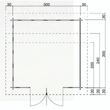Grundriss Gartenhaus mit Doppeltür300 cm breit